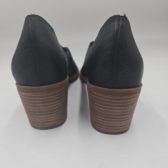 Lucky Brand Sandals Women's 9.5 M Raheema Black Leather Heeled Open Toe Dorsay - Picture 4 of 7